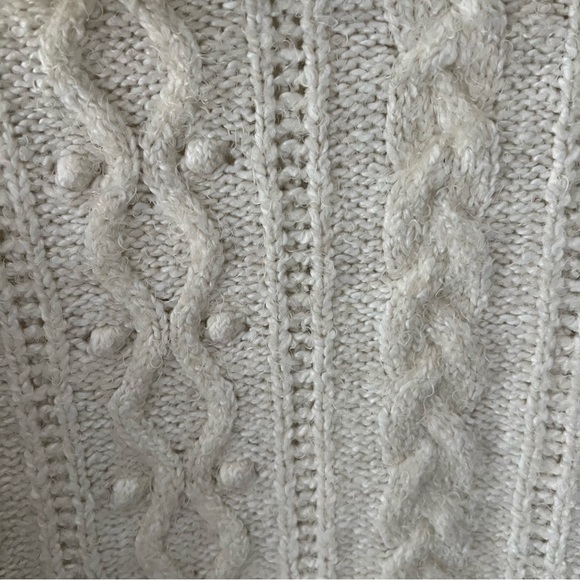 Free People Every Cloud Pullover Cable knit Collared Sweater Small White - Picture 7 of 8